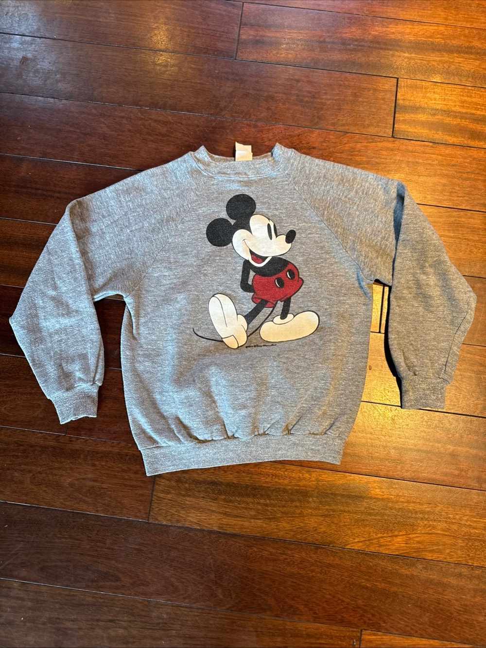 VTG 80s Mickey Mouse Crewneck Adult L Gray Disney